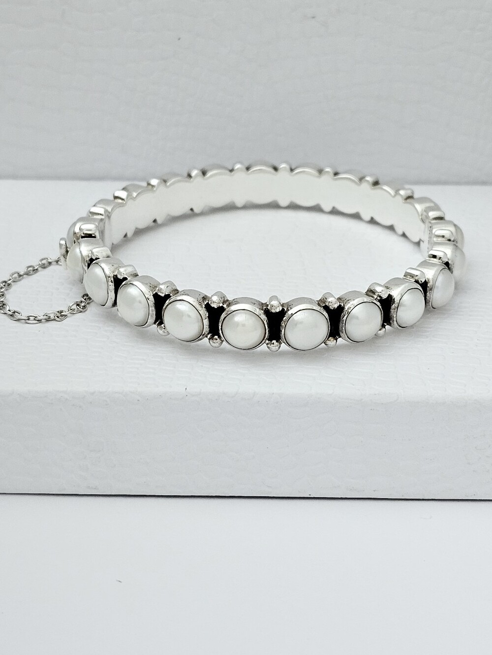 Silpada Super Rare🦄Sterling Silver Sunken Treasure Pearl Hinged Bracelet B2909